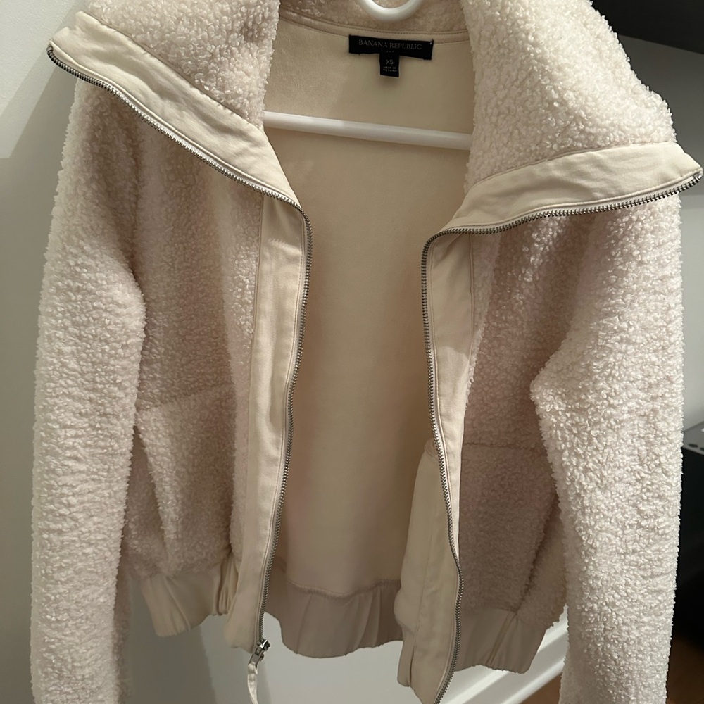 BANANA REPUBLIC OUTLET | White Zip-up Bomber Jacket Size XS - Picture 5 of 6